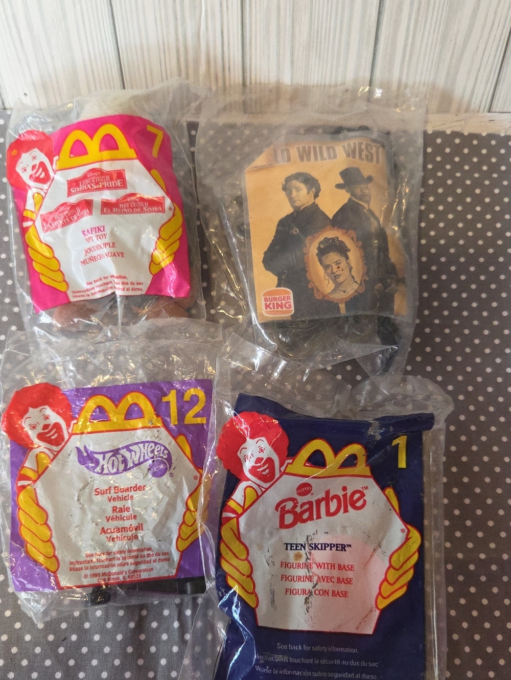 Lot Of 3 McDonald's Happy Meal Toys Pack And 1 Burger King Happy Meal Toy NWT
